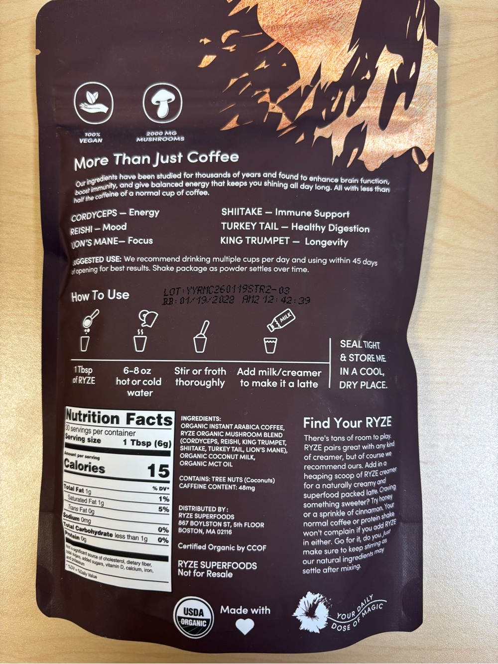 Mushroom Coffee - Brown & Orange Blend - Picture 2 of 2